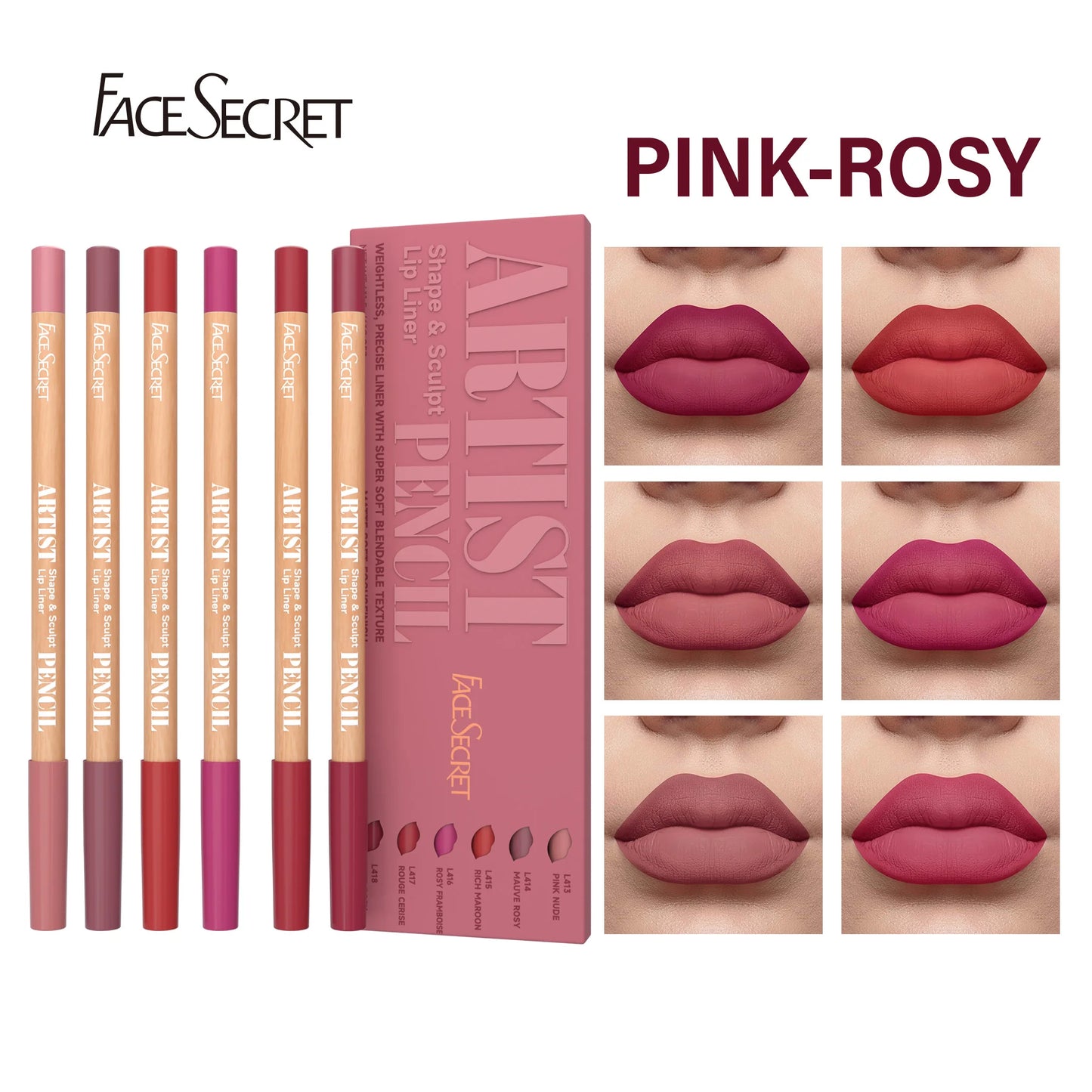 6pcs Velvet Matte Lip Liner Set - Long-Lasting Versatile Shades Longlasting Lip Makeup Berry, Brown, Pink Lip Pencil